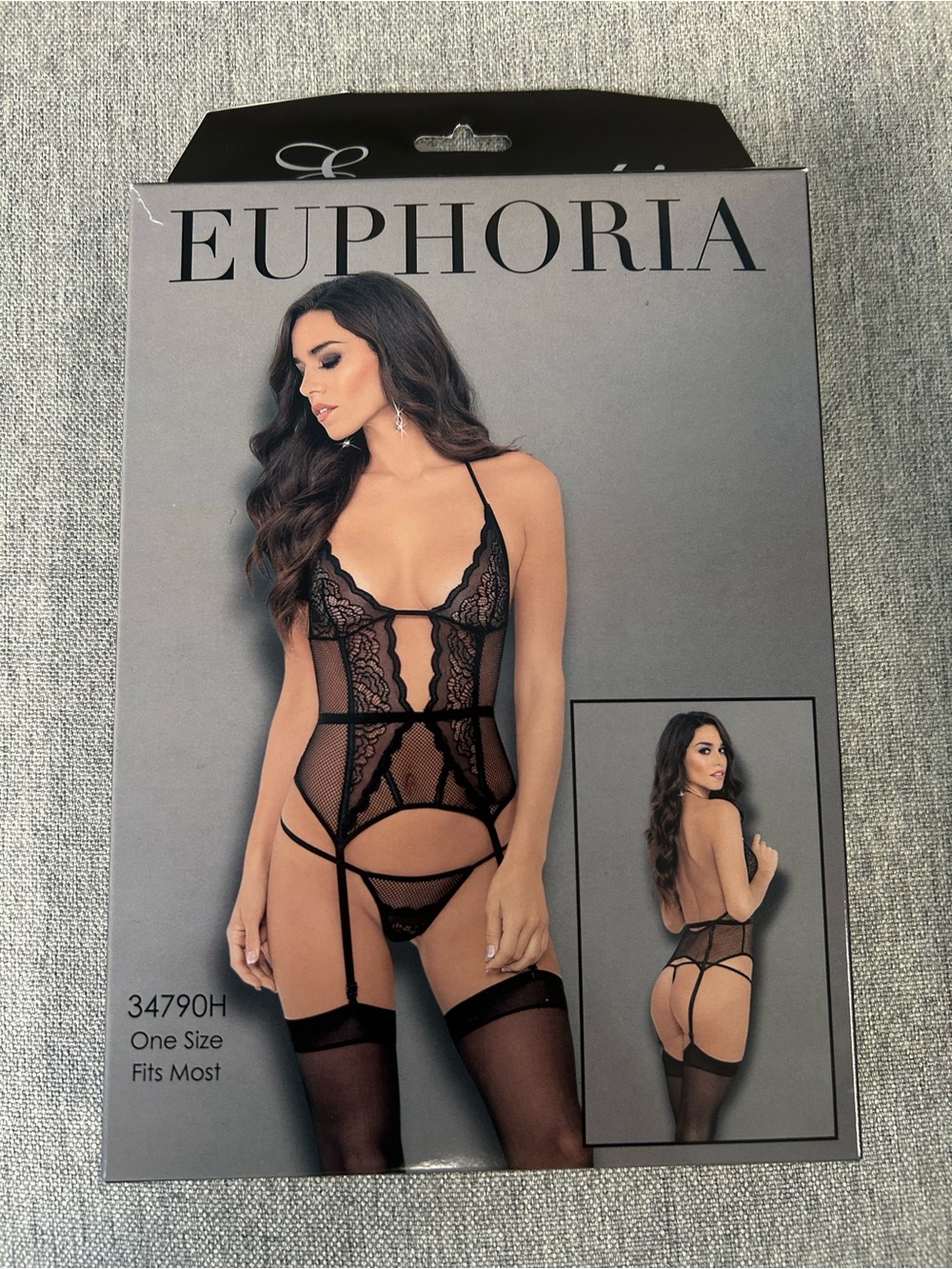 Euphoria Black Lace Bustier with Garter Detail